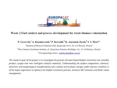 Waste 2 Fuel catalyst and process development for waste biomass verlorization