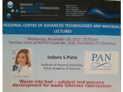 Dr. Izabela S.Pieta lecture at Regional Centre of Advanced Technologies and Materials